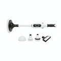 Electric spin scrubber with brush attachments on white background